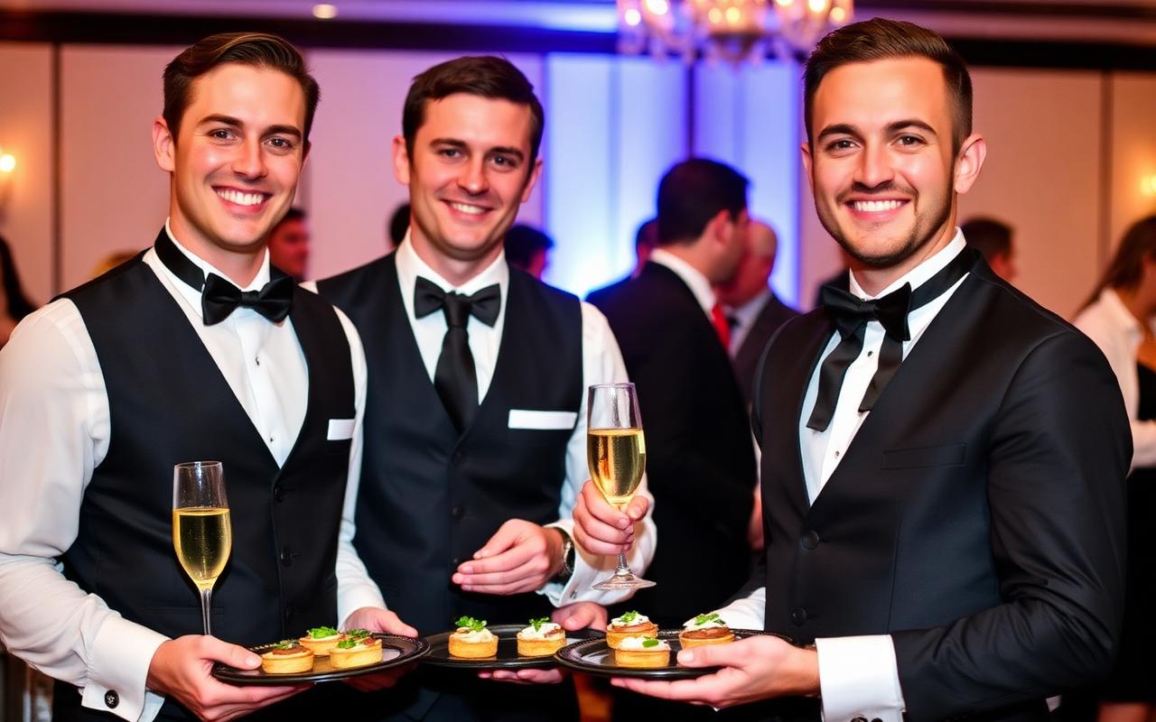 Equipe Agito Total Eventos prestando o serviço de Garçons